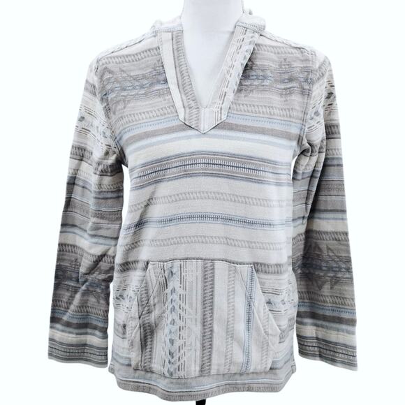 Faherty Baja Poncho Hoodie Sweater Aztec Southwestern Print Kangaroo Pocket XS - Picture 1 of 7